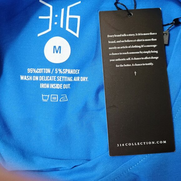 NWT: 3:16 Collection Sze Medium Blue Long Sleeve Tee "The Lord Is My Shepherd" - Picture 3 of 3